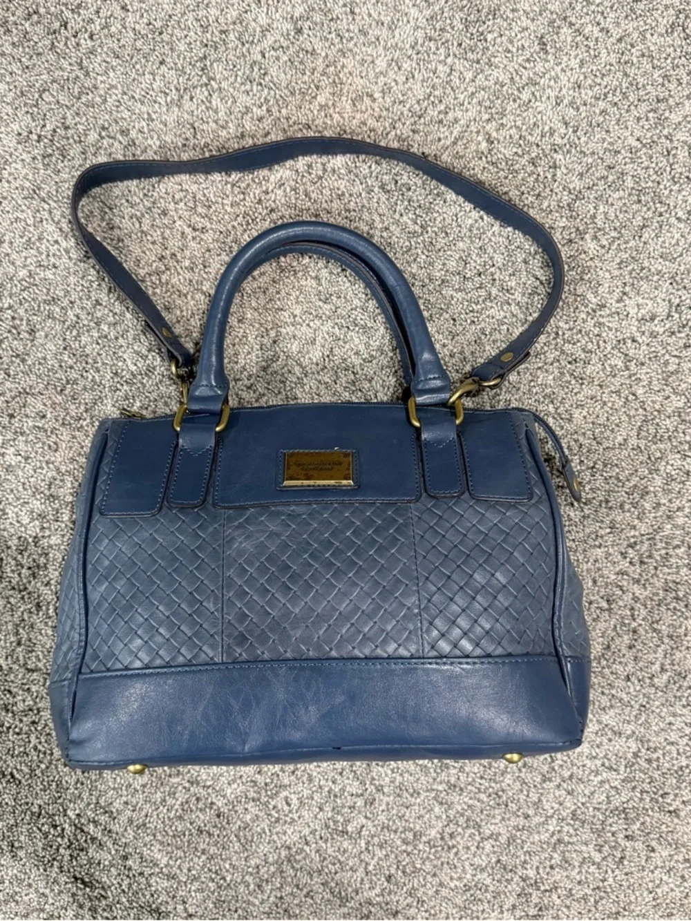 Blue Women's Woven Satchel Handbag
